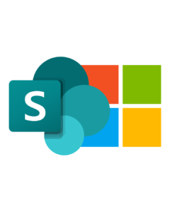 Ondersteunende Afbeeldingen verticaal (3) Het SharePoint‑logo en het Microsoft‑logo als visuele verwijzing naar Microsoft 365.