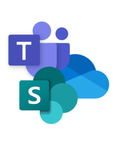 Ondersteunende Afbeeldingen verticaal (4) De logo’s van Microsoft OneDrive, Microsoft Teams en SharePoint, onderdeel van het Microsoft 365-platform.